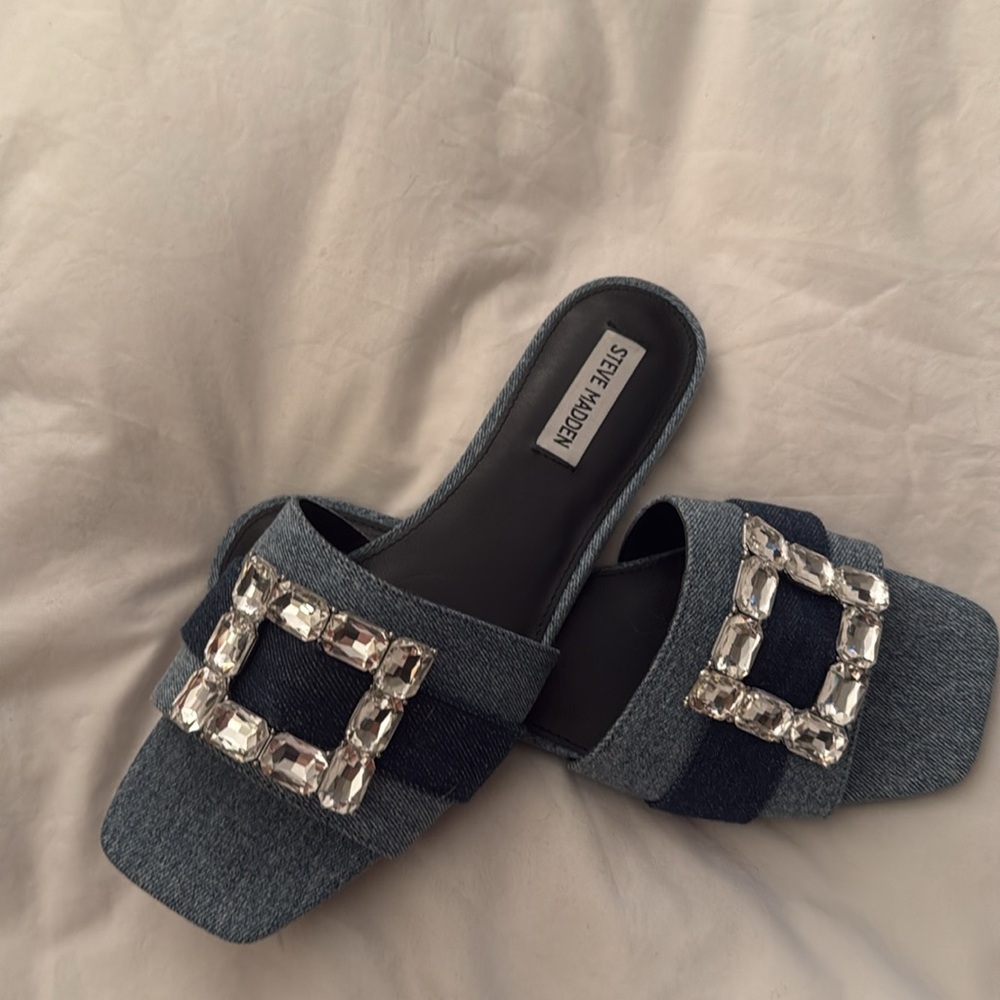 Steve Madden Blue Crystal Buckle Sandals Birdiee - Picture 2 of 5